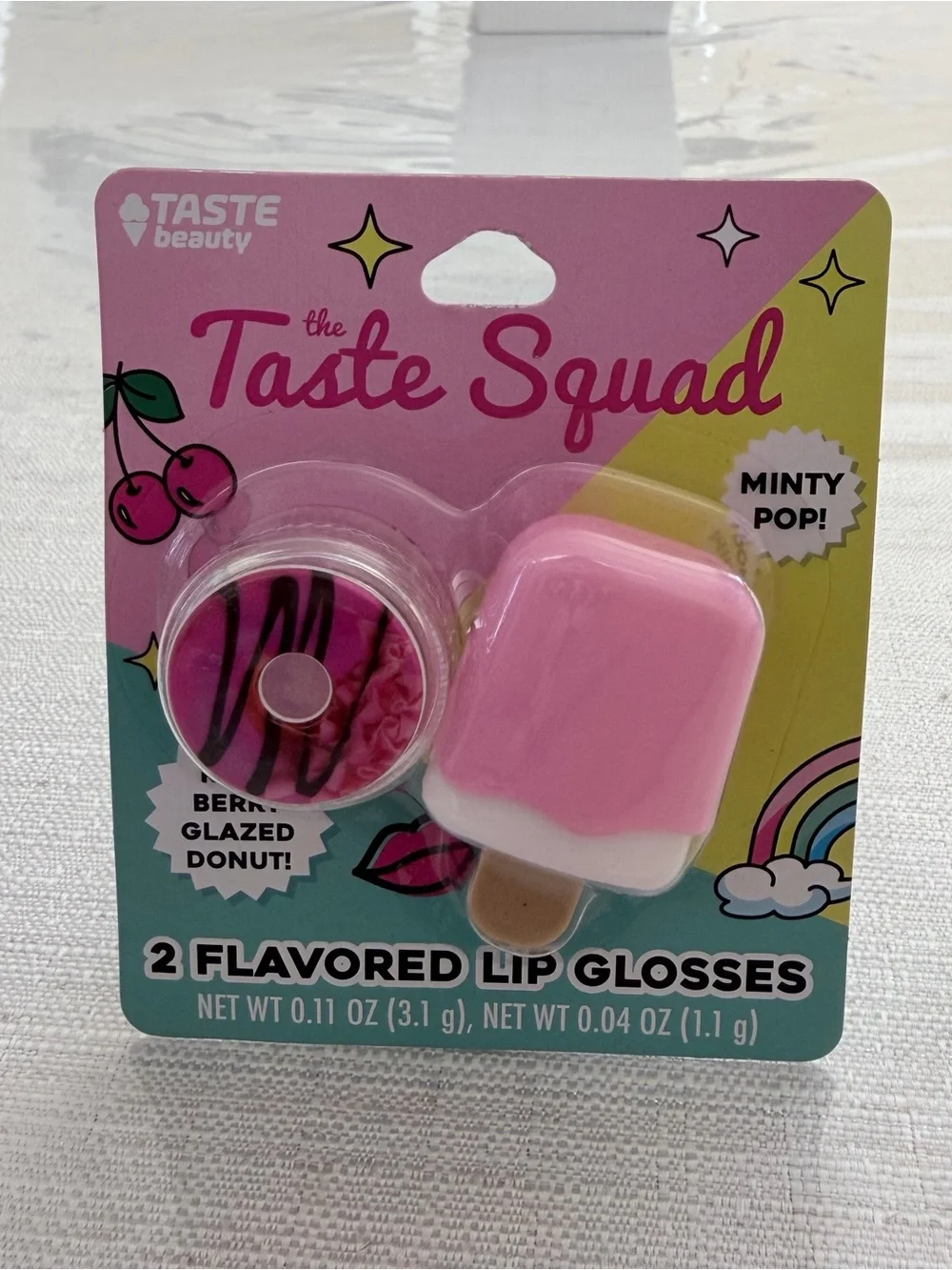 Taste Squad Pink Minty Pop & Berry Glazed Donut Lip Gloss Duo